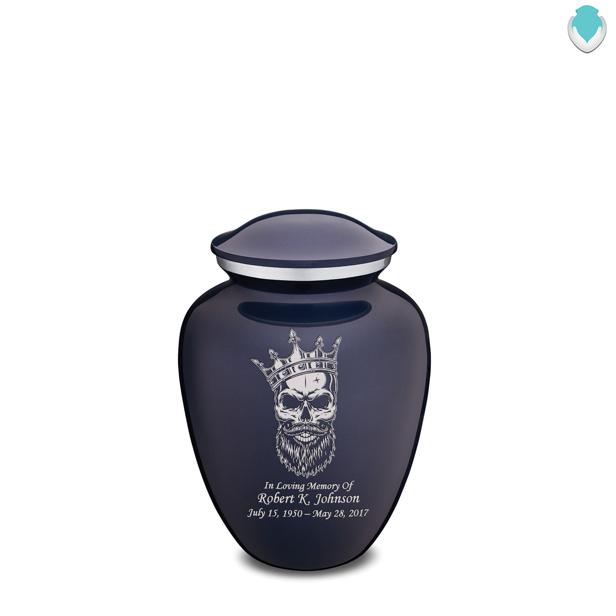 Medium Embrace Cobalt Blue Skull Cremation Urn