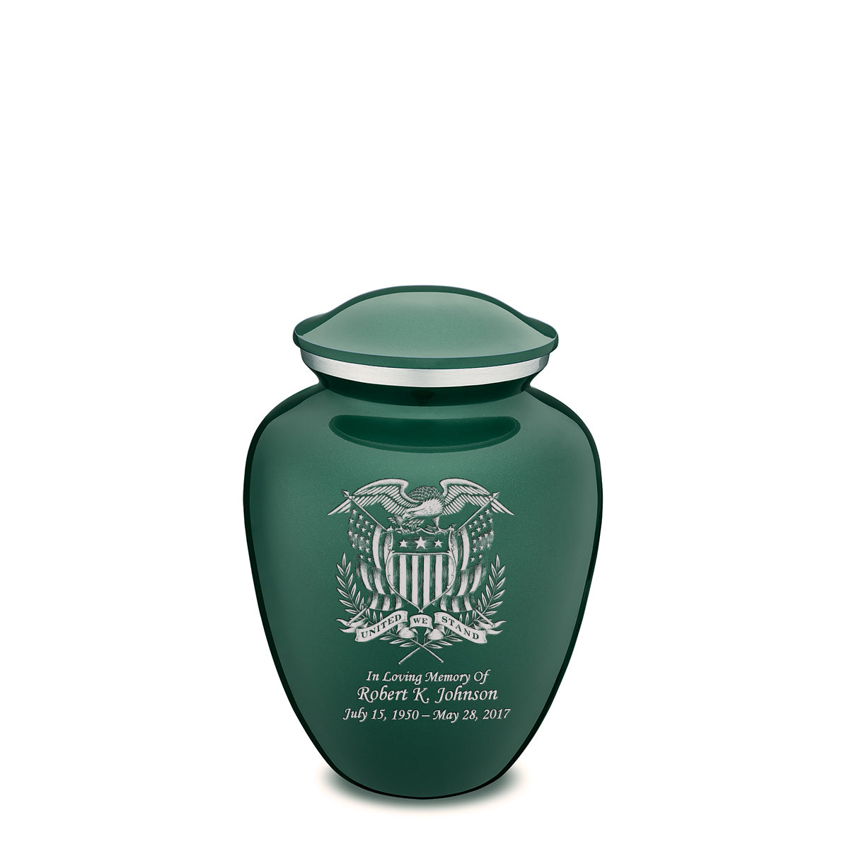 Medium Embrace Green American Glory Cremation Urn