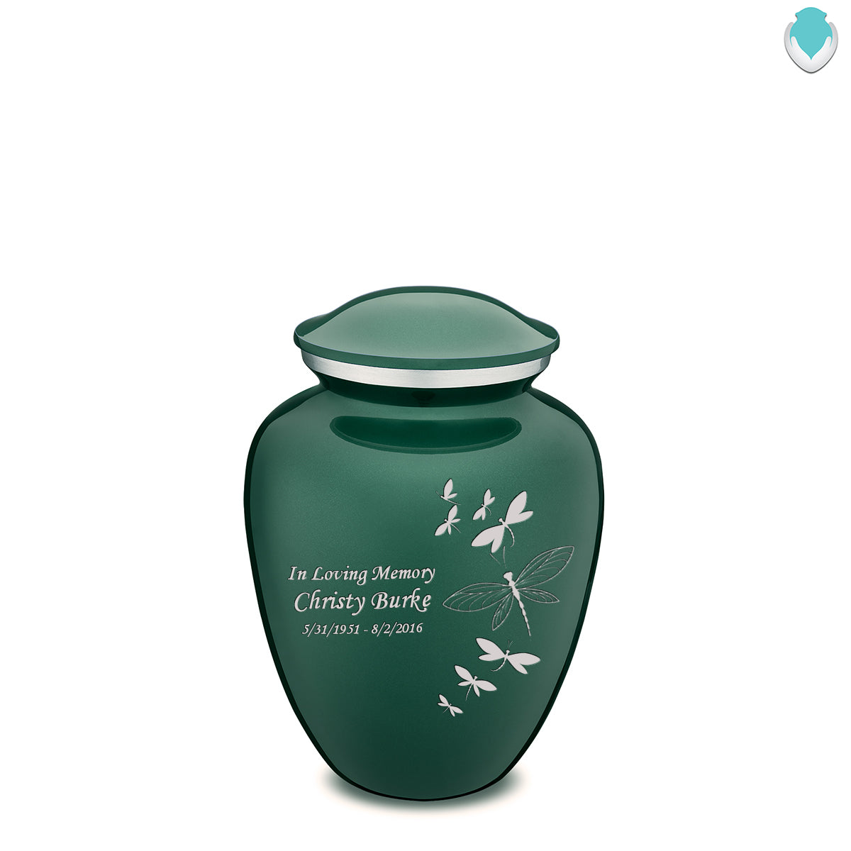 Medium Embrace Green Dragonflies Cremation Urn