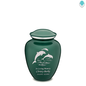 Medium Embrace Green Dolphins Cremation Urn