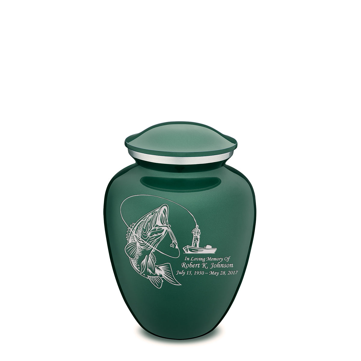 Medium Embrace Green Fishing Cremation Urn