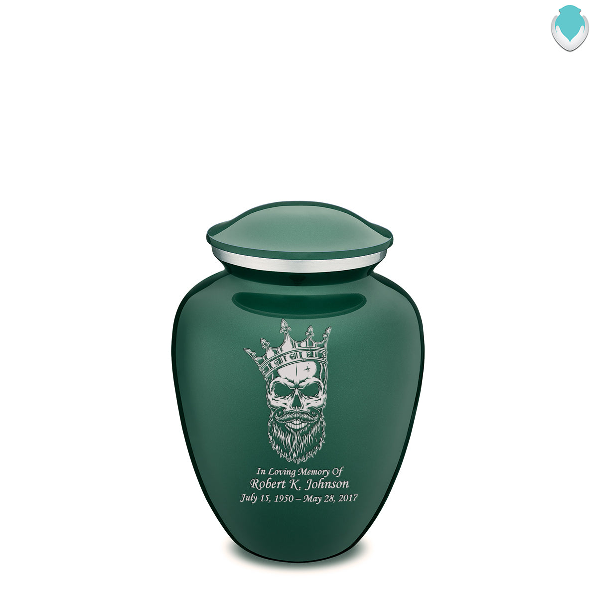 Medium Embrace Green Skull Cremation Urn