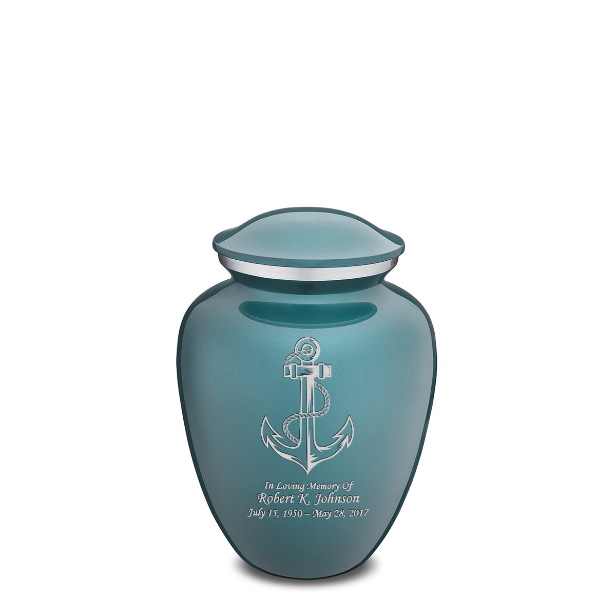 Medium Embrace Teal Anchor Cremation Urn