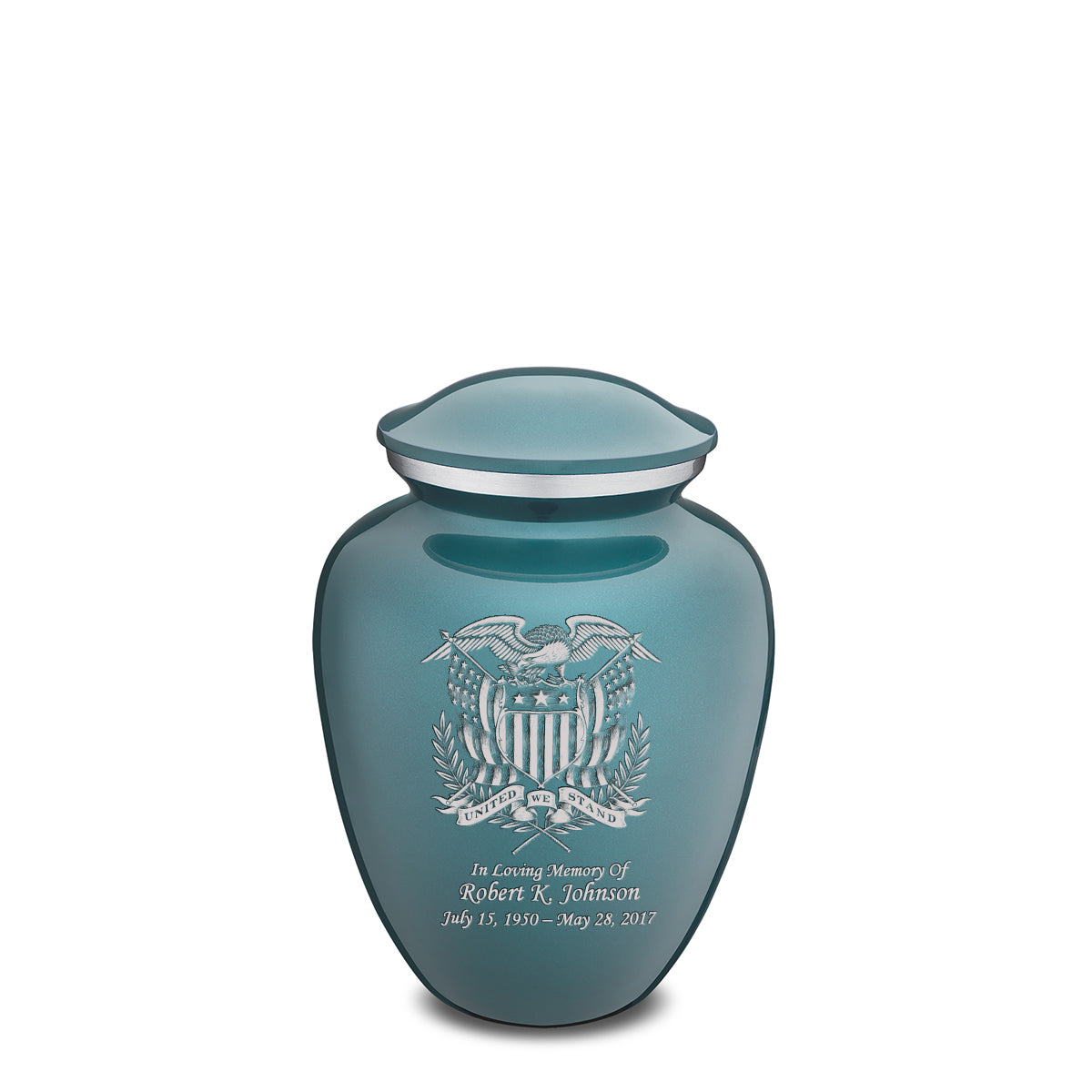 Medium Embrace Teal American Glory Cremation Urn