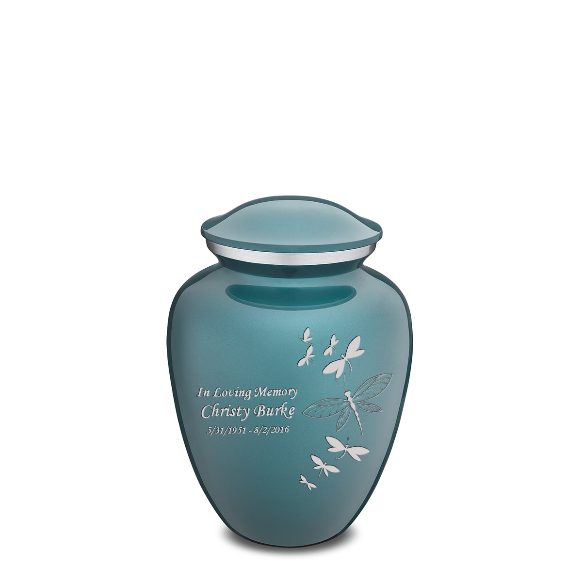 Medium Embrace Teal Dragonflies Cremation Urn