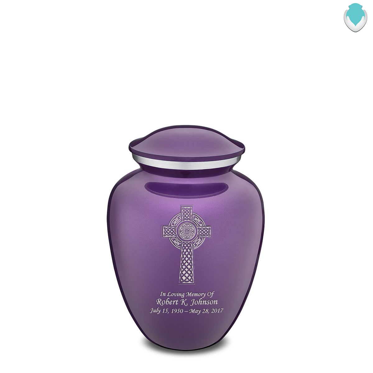 Medium Embrace Purple Celtic Cross Cremation Urn