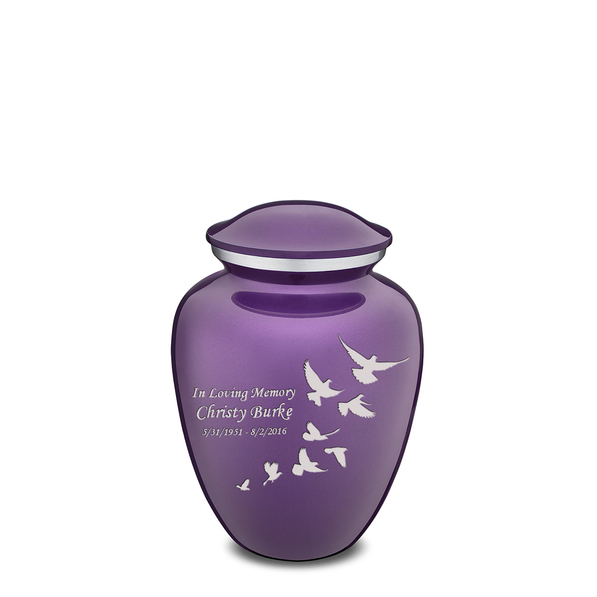 Medium Embrace Purple Doves Cremation Urn