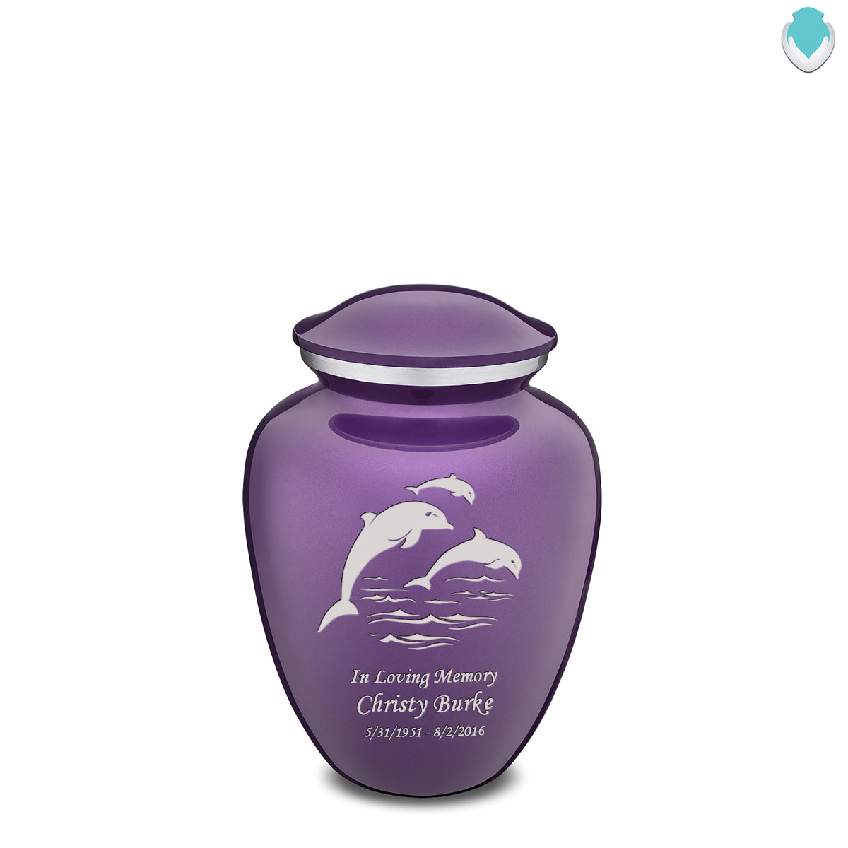 Medium Embrace Purple Dolphins Cremation Urn