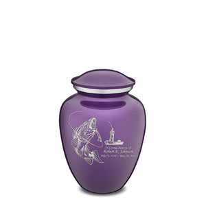 Medium Embrace Purple Fishing Cremation Urn