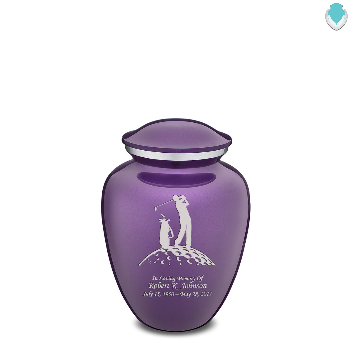 Medium Embrace Purple Golfer Cremation Urn