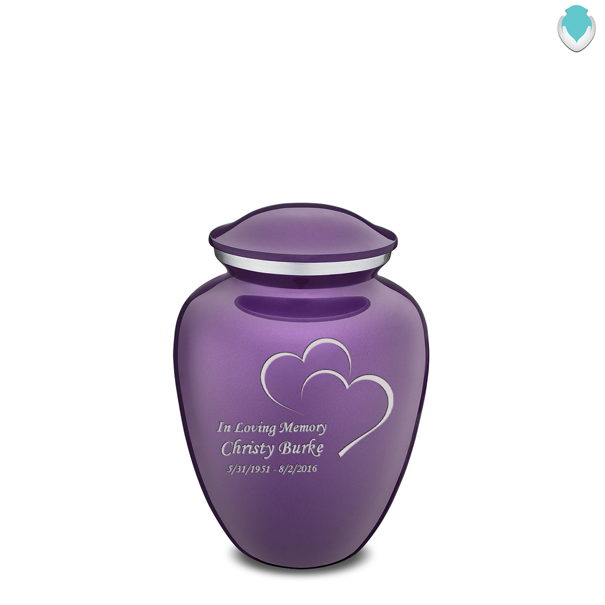 Medium Embrace Purple Hearts Cremation Urn