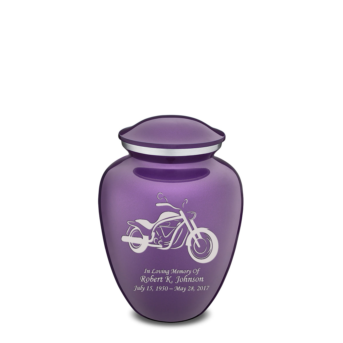Medium Embrace Purple Motorcycle Cremation Urn