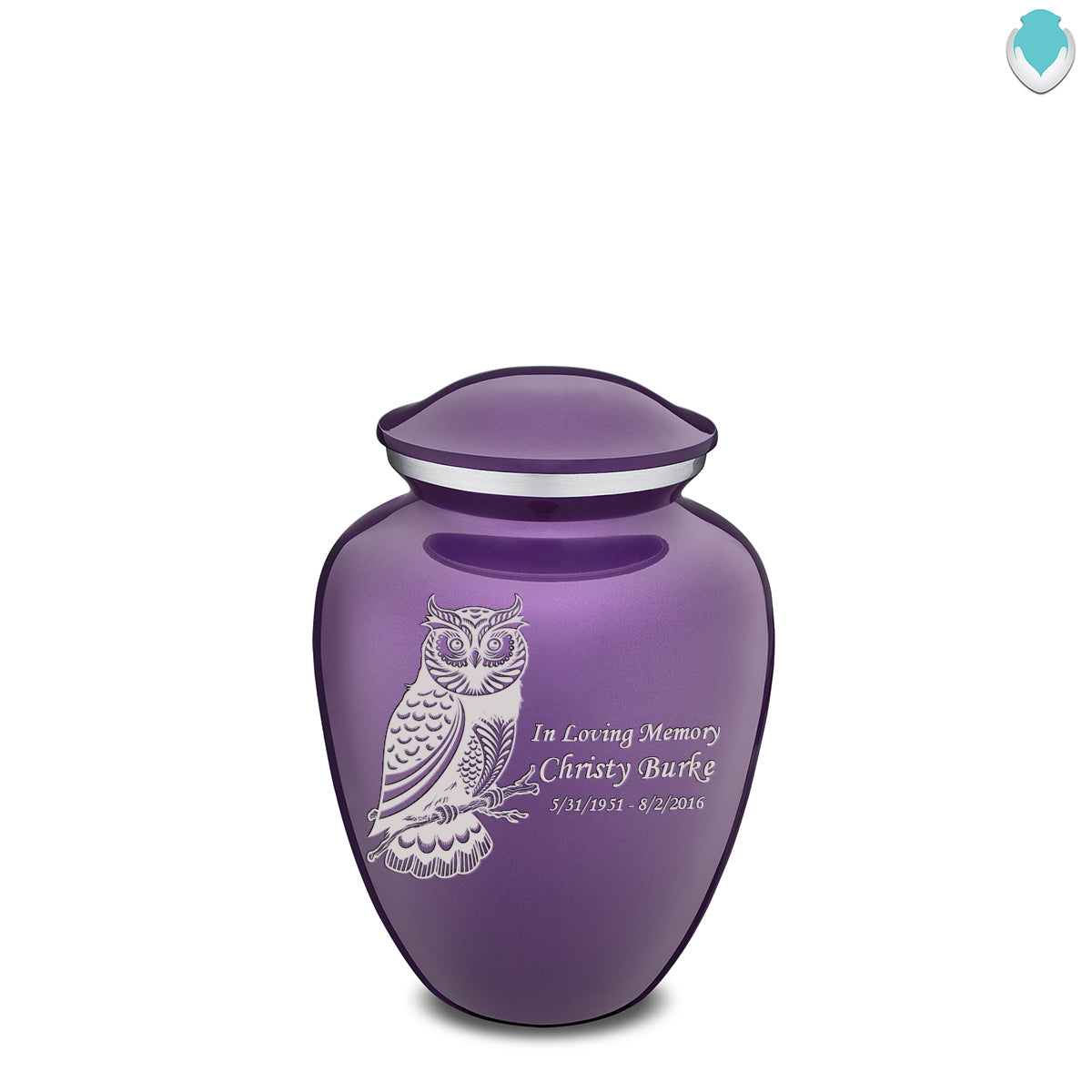 Medium Embrace Purple Owl Cremation Urn