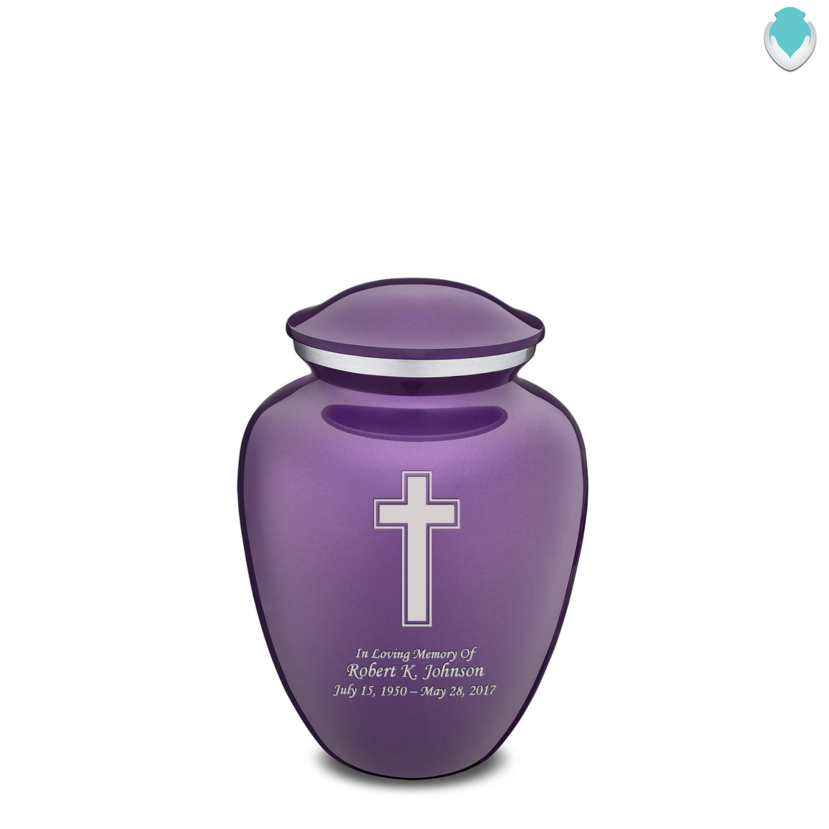 Medium Embrace Purple Simple Cross Cremation Urn