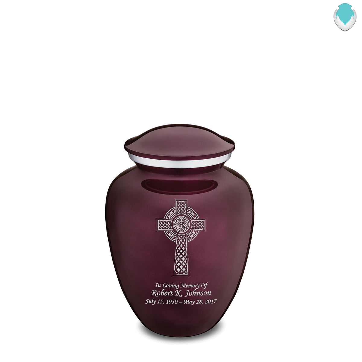 Medium Embrace Cherry Purple Celtic Cross Cremation Urn