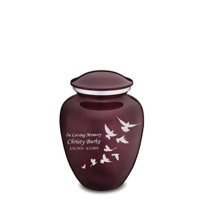 Medium Cherry Purple Embrace Doves Cremation Urn