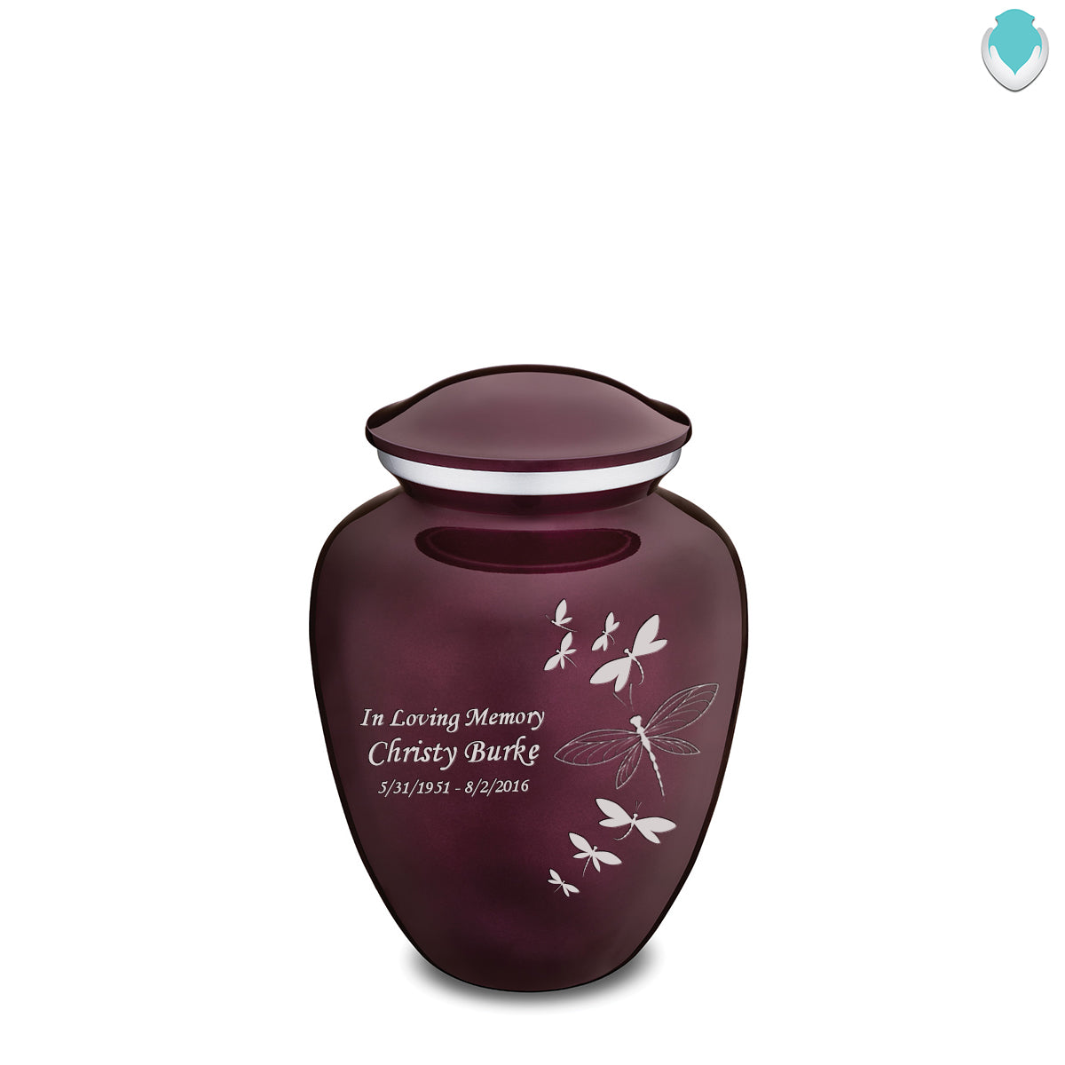 Medium Embrace Cherry Purple Dragonflies Cremation Urn