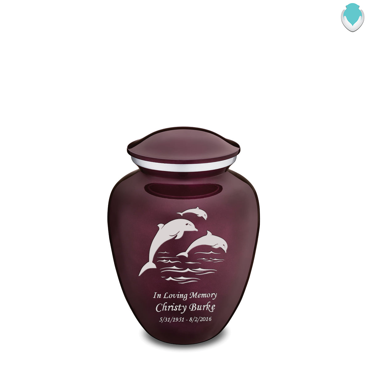 Medium Cherry Purple Embrace Dolphins Cremation Urn