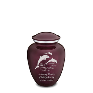Medium Cherry Purple Embrace Dolphins Cremation Urn