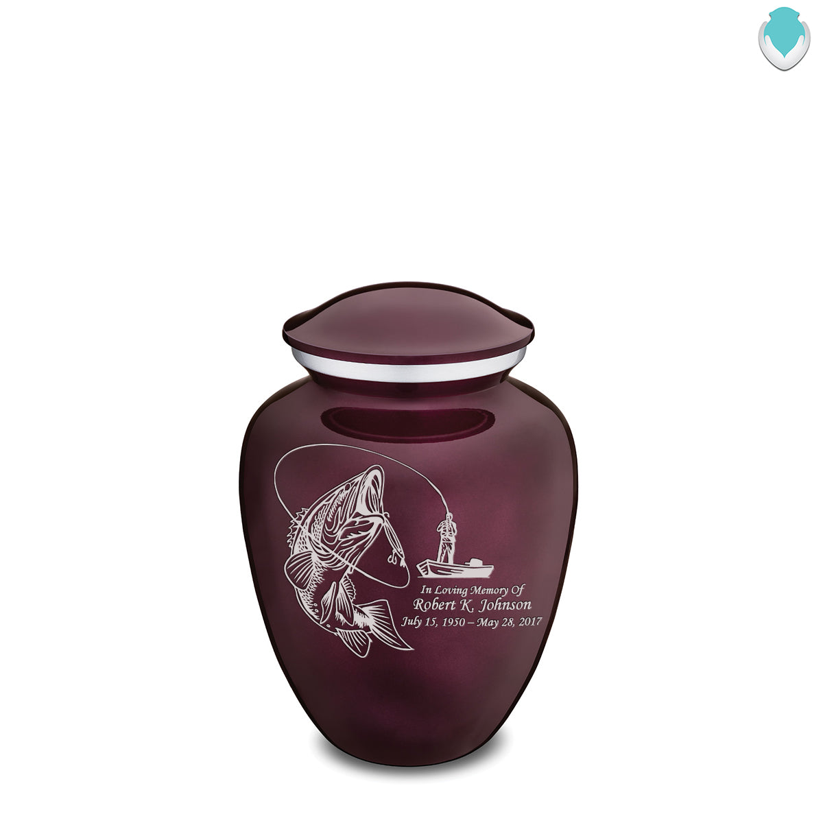 Medium Cherry Purple Embrace Fishing Cremation Urn