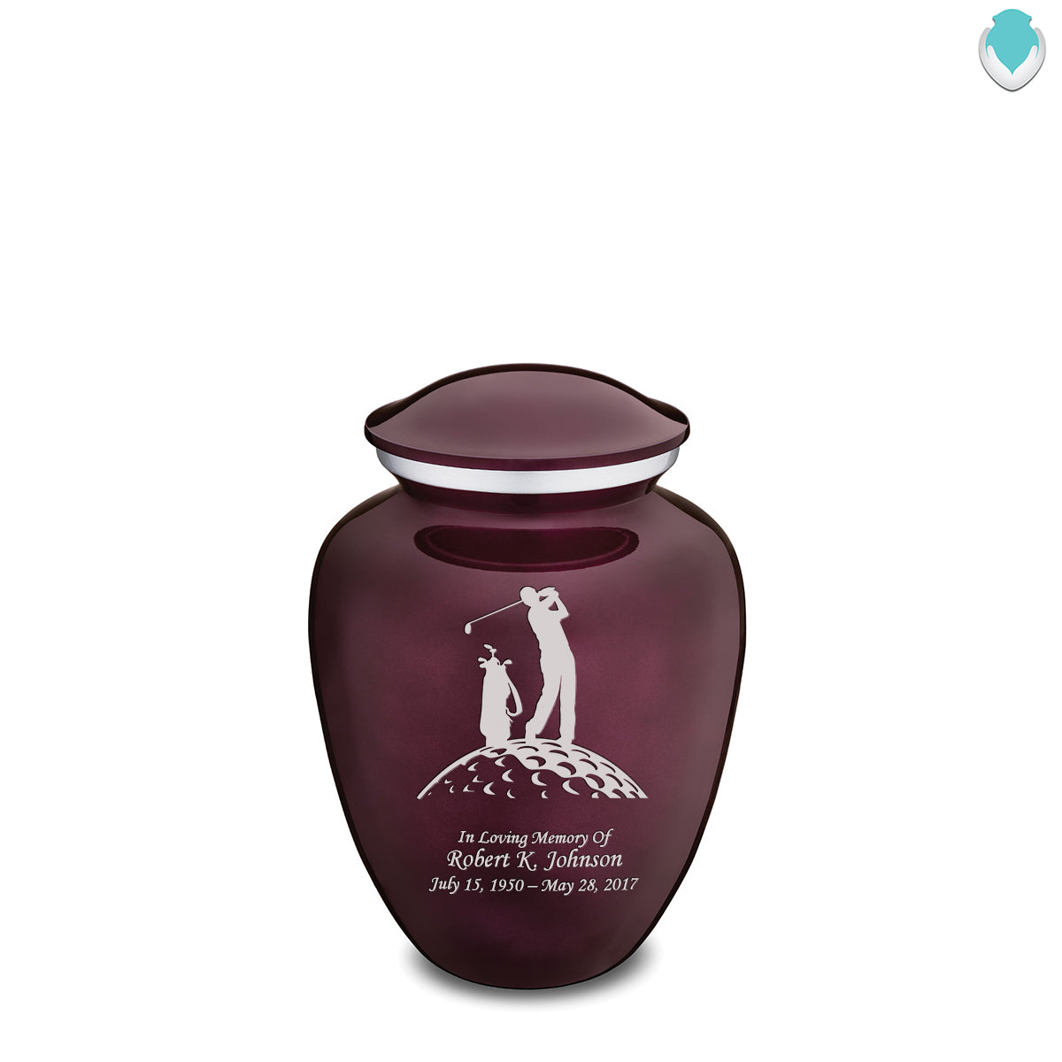 Medium Cherry Purple Embrace Golfer Cremation Urn