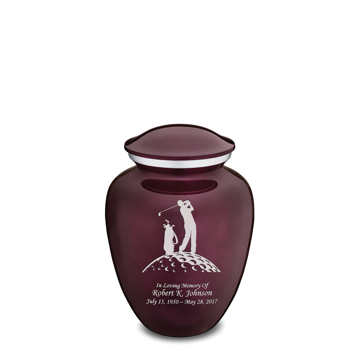 Medium Cherry Purple Embrace Golfer Cremation Urn