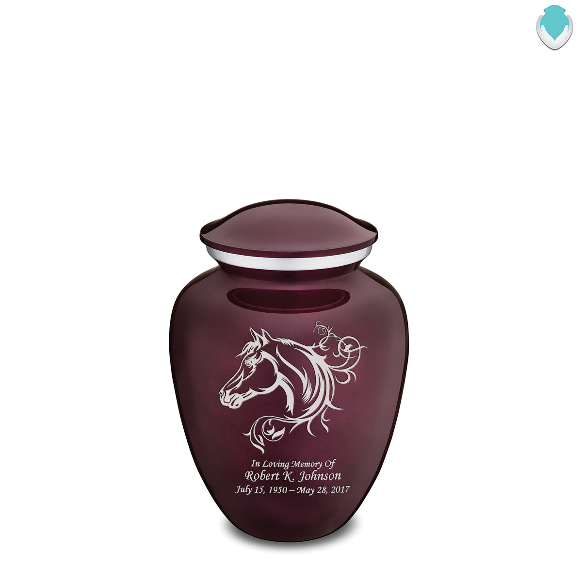 Medium Embrace Cherry Purple Horse Cremation Urn