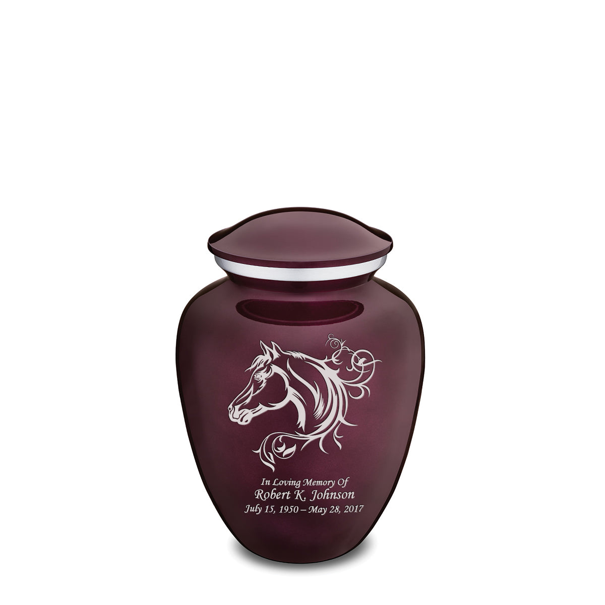 Medium Embrace Cherry Purple Horse Cremation Urn