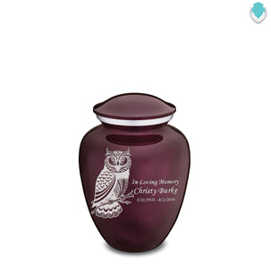 Medium Embrace Cherry Purple Owl Cremation Urn