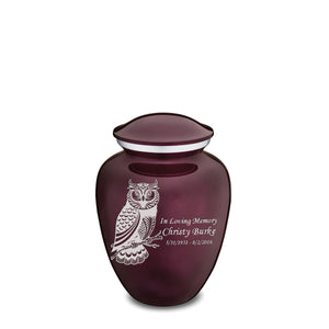 Medium Embrace Cherry Purple Owl Cremation Urn