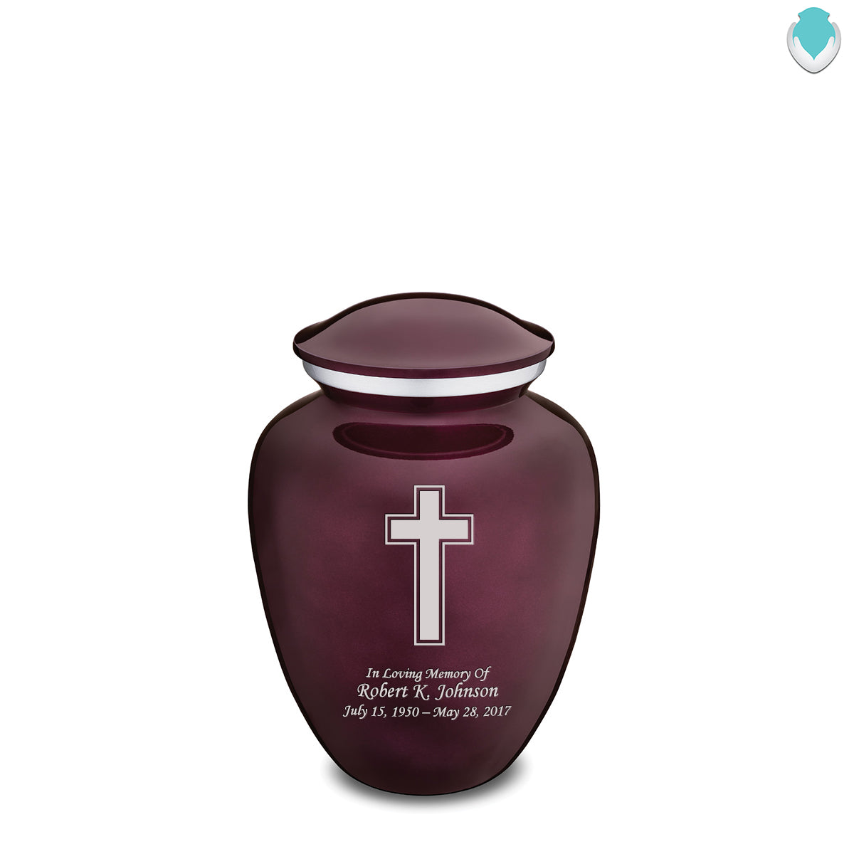 Medium Cherry Purple Embrace Simple Cross Cremation Urn