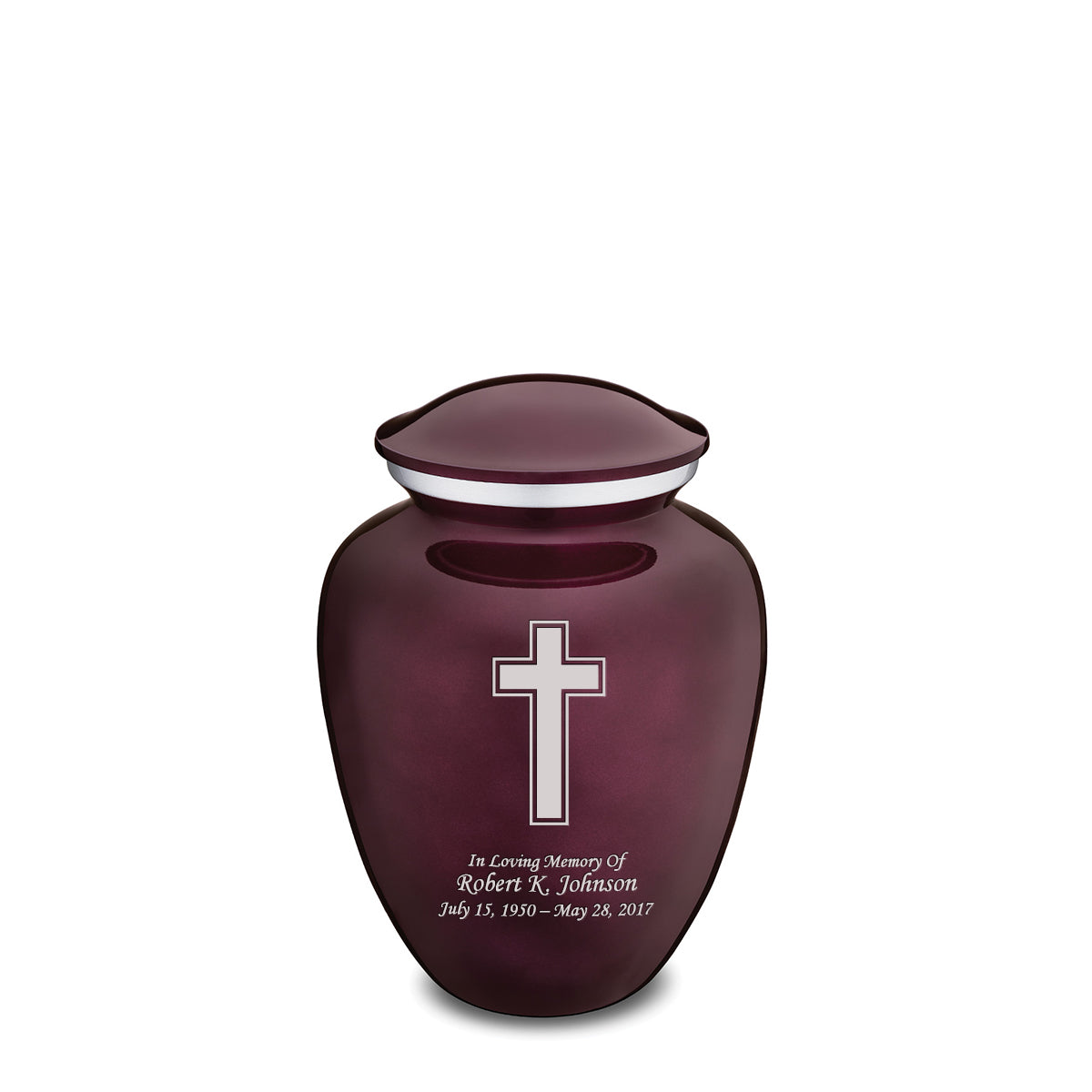 Medium Cherry Purple Embrace Simple Cross Cremation Urn