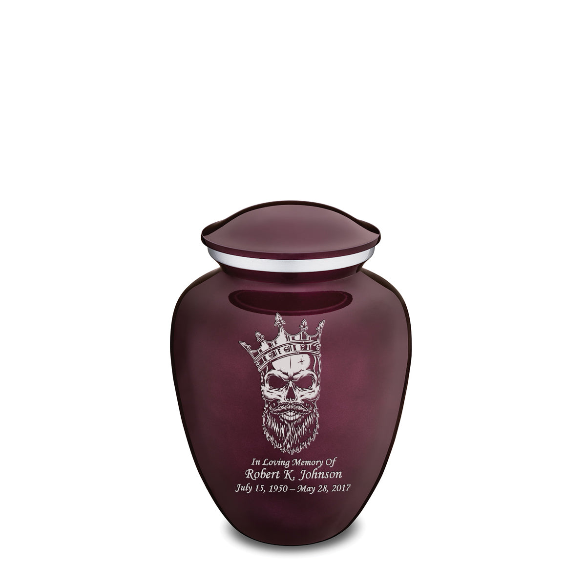 Medium Cherry Purple Embrace Skull Cremation Urn