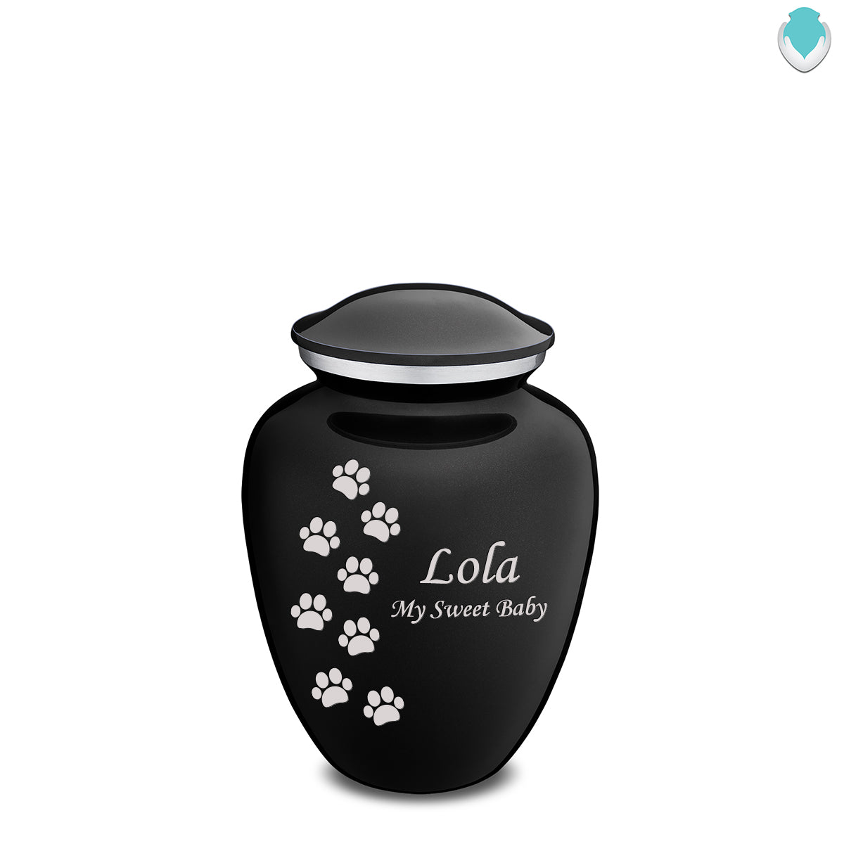 Medium Embrace Black Walking Paws Pet Cremation Urn