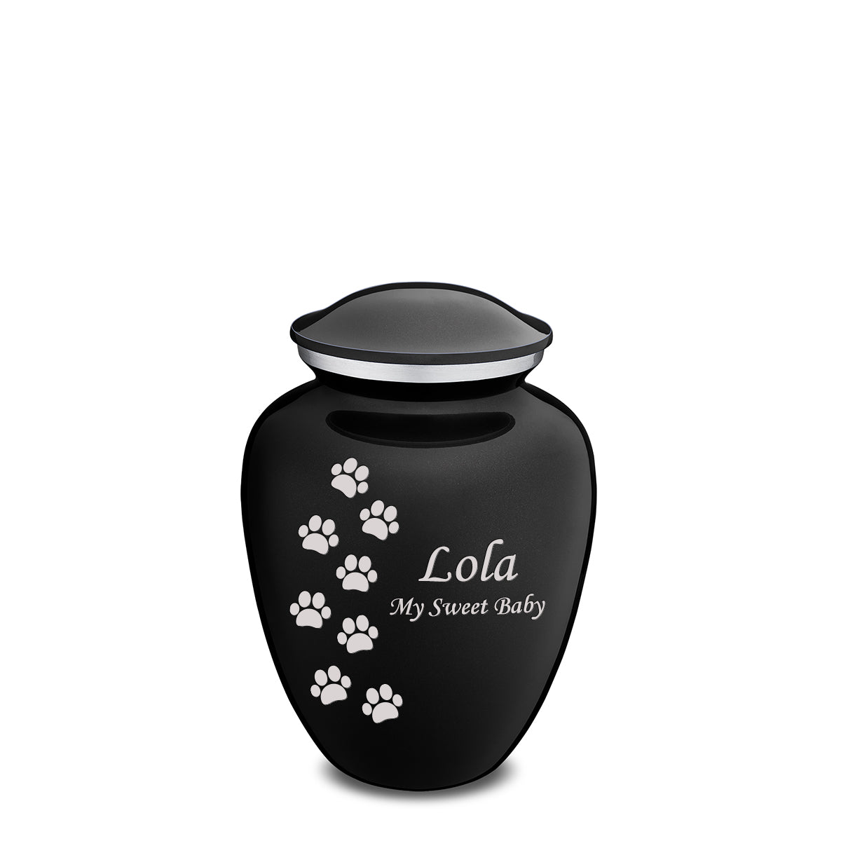Medium Embrace Black Walking Paws Pet Cremation Urn