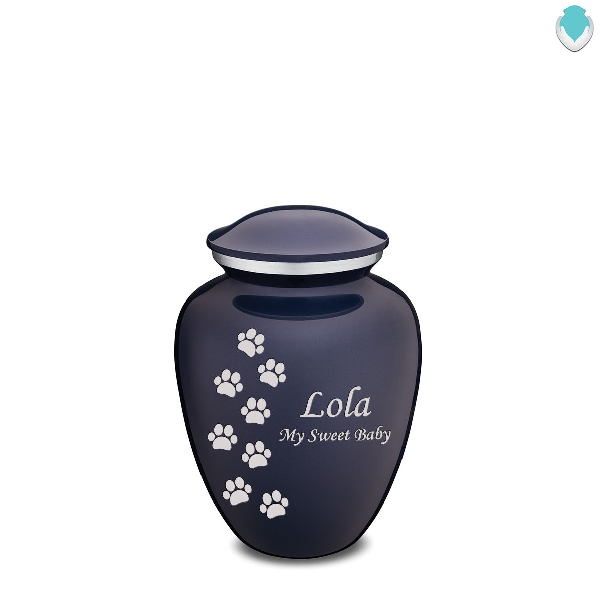 Medium Embrace Cobalt Blue Walking Paws Pet Cremation Urn