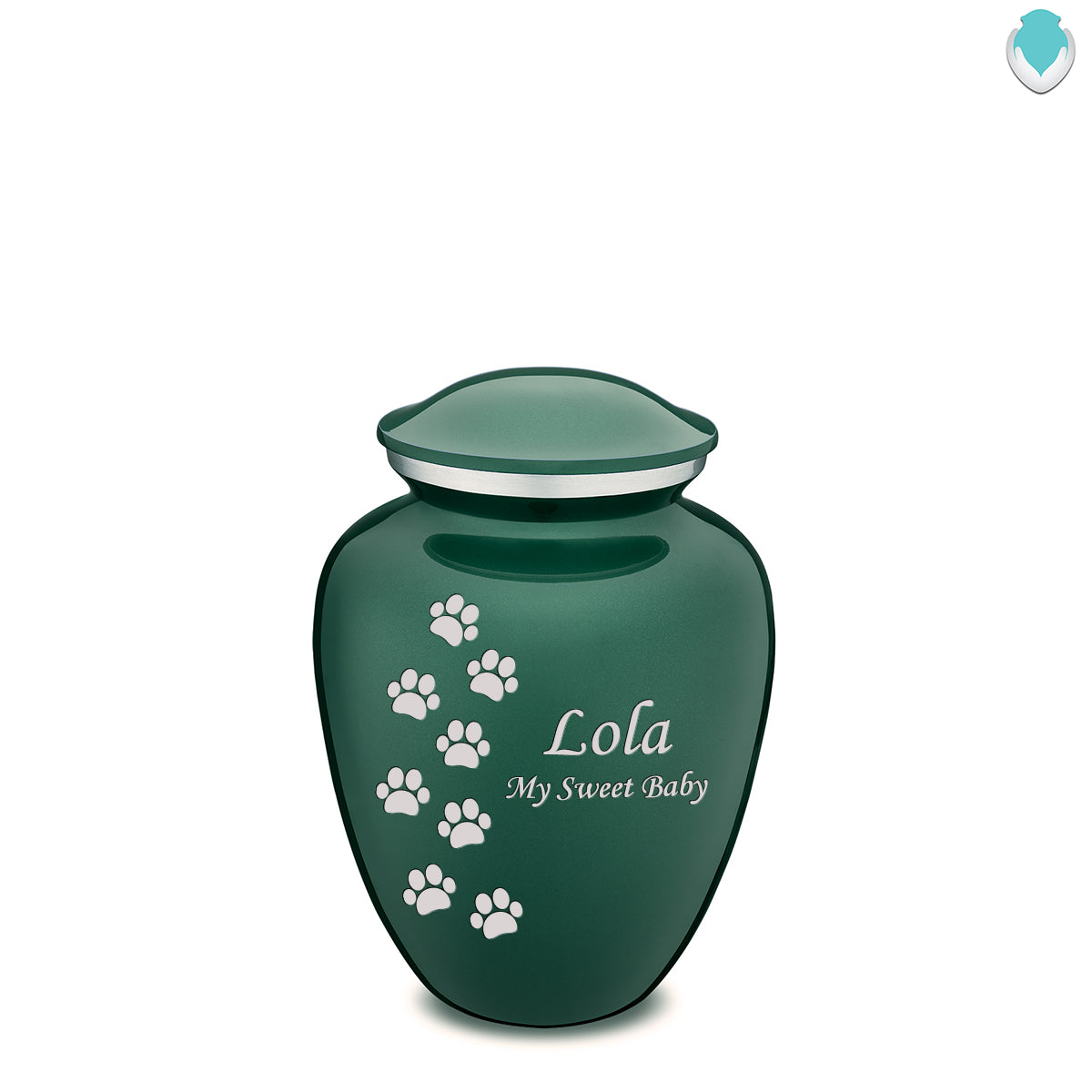 Medium Embrace Green Walking Paws Pet Cremation Urn
