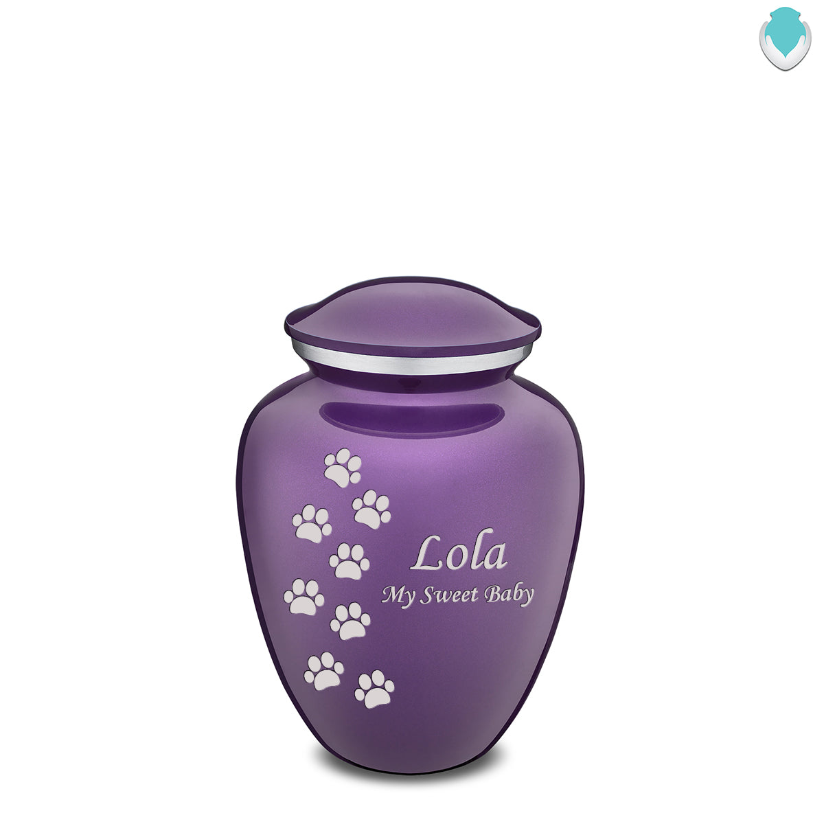 Medium Embrace Purple Walking Paws Pet Cremation Urn