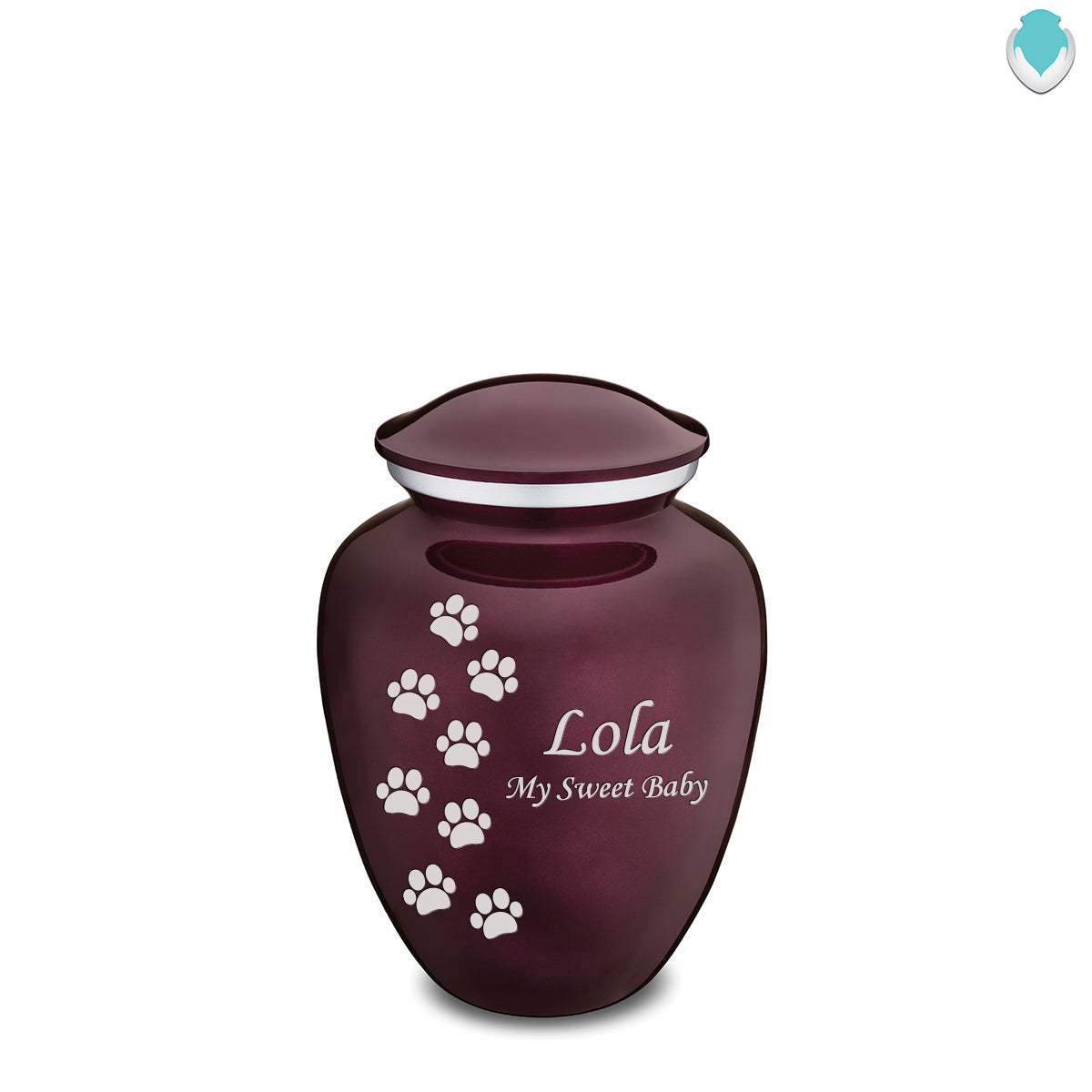 Medium Embrace Cherry Purple Walking Paws Pet Cremation Urn