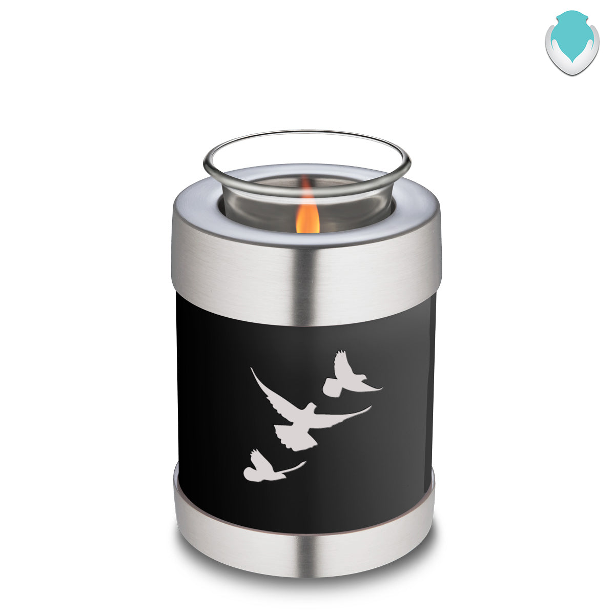 Candle Holder Embrace Black Doves Cremation Urn