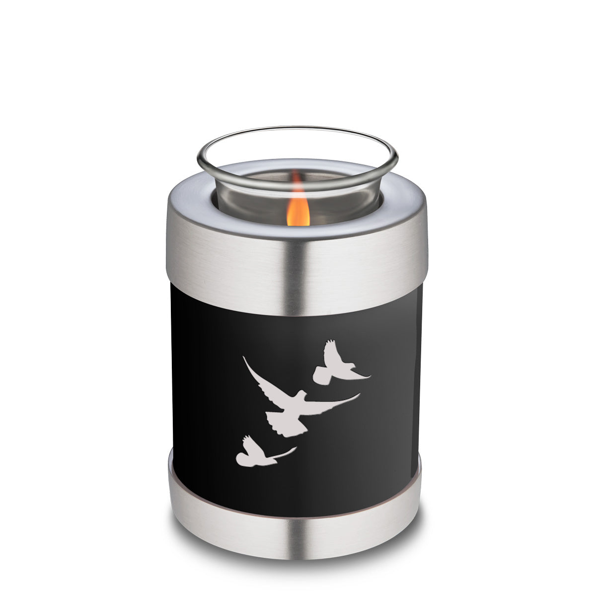 Candle Holder Embrace Black Doves Cremation Urn