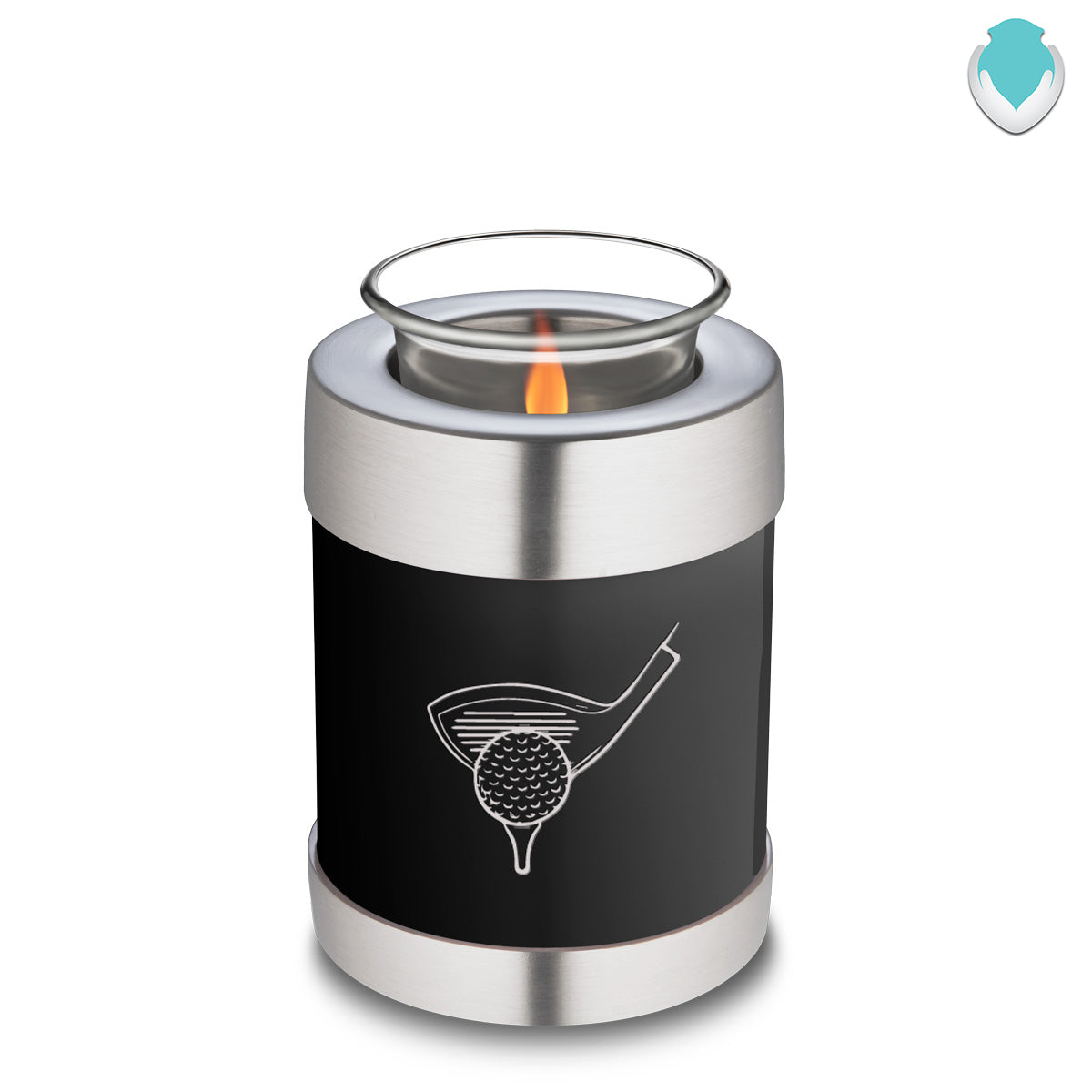 Candle Holder Embrace Black Golfer Cremation Urn