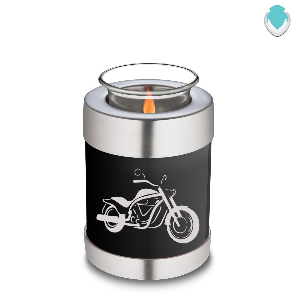 Candle Holder Embrace Black Motorcycle Cremation Urn