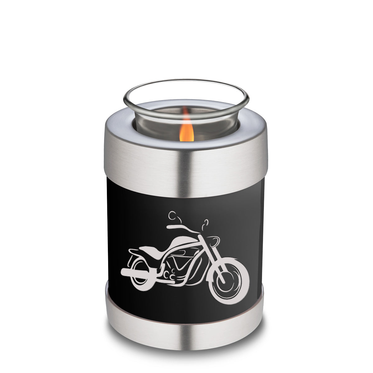 Candle Holder Embrace Black Motorcycle Cremation Urn