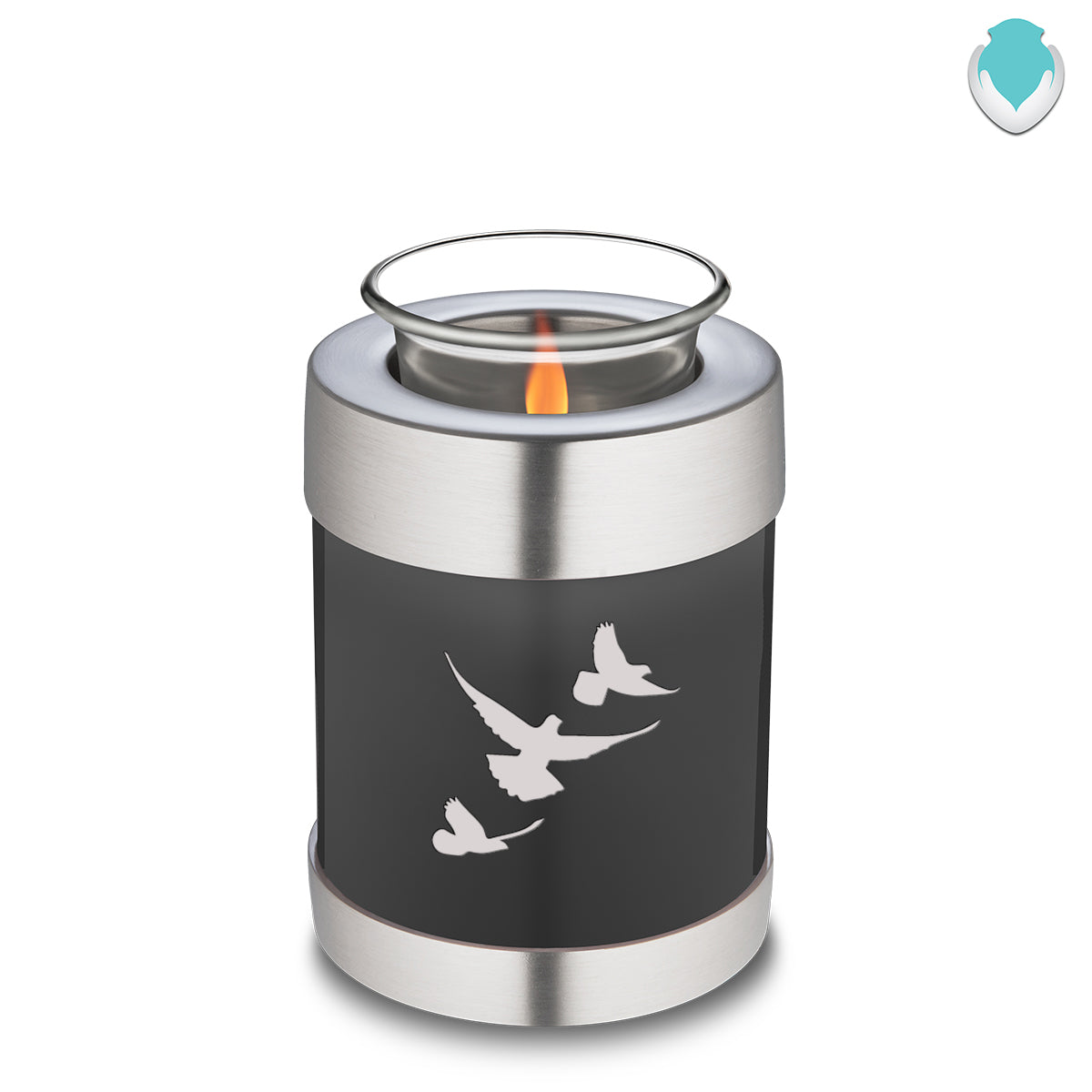 Candle Holder Embrace Charcoal Doves Charcoal Cremation Urn