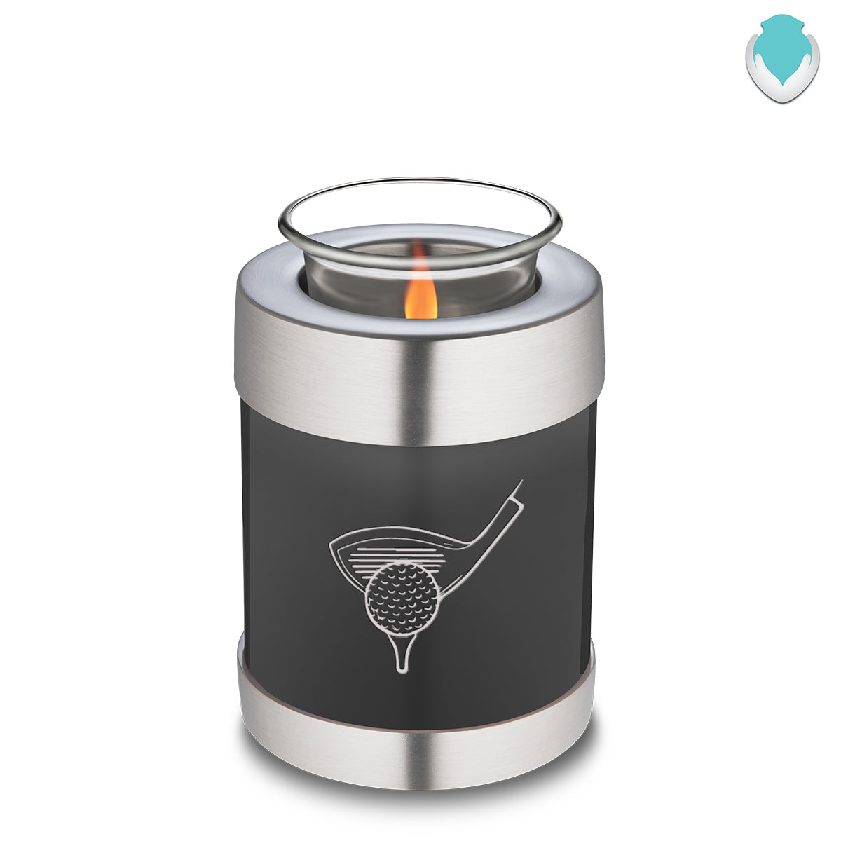 Candle Holder Embrace Charcoal Golfer Cremation Urn