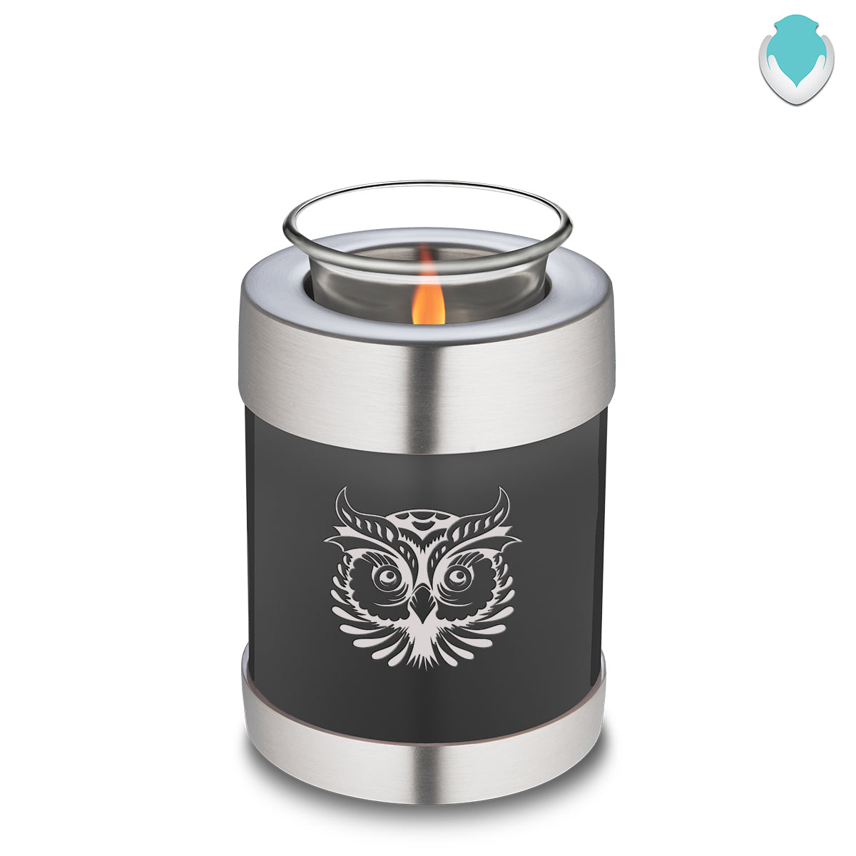 Candle Holder Embrace Charcoal Owl Cremation Urn