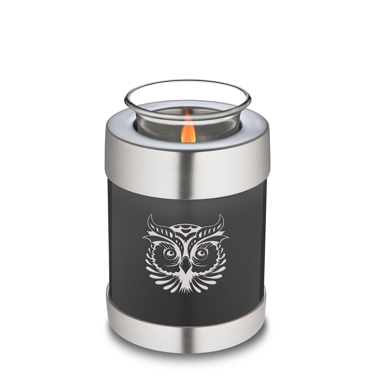 Candle Holder Embrace Charcoal Owl Cremation Urn