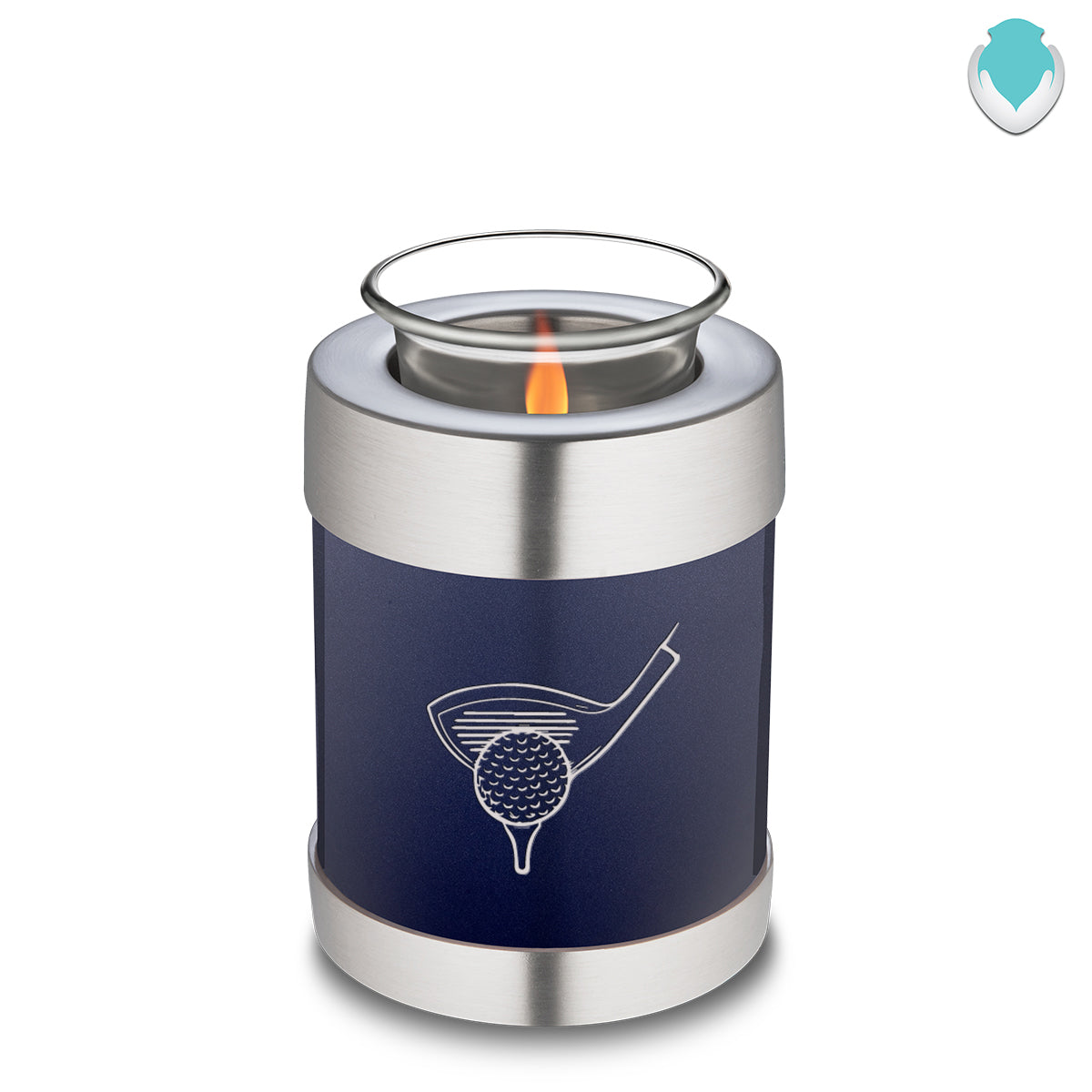 Candle Holder Embrace Cobalt Blue Golfer Cremation Urn