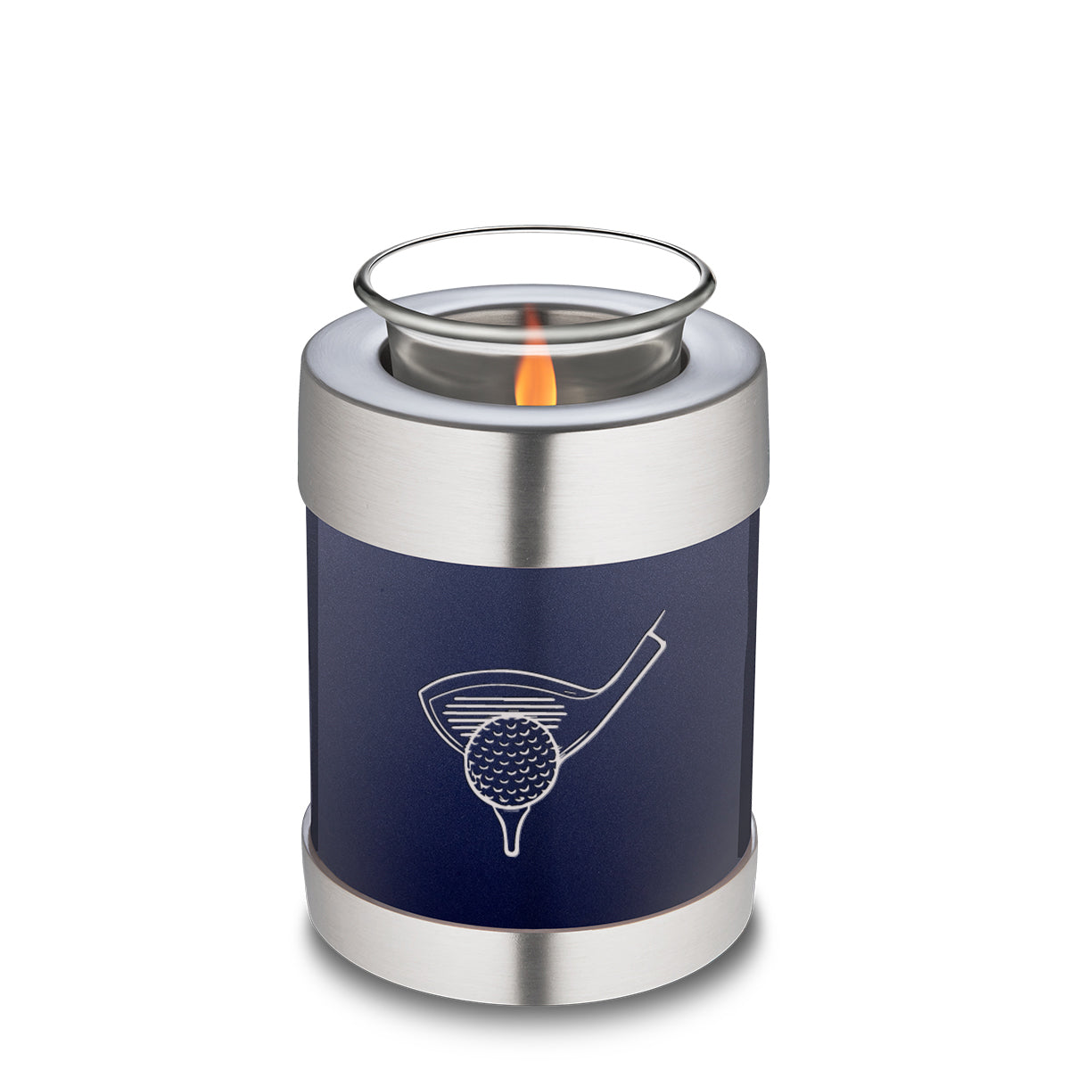 Candle Holder Embrace Cobalt Blue Golfer Cremation Urn